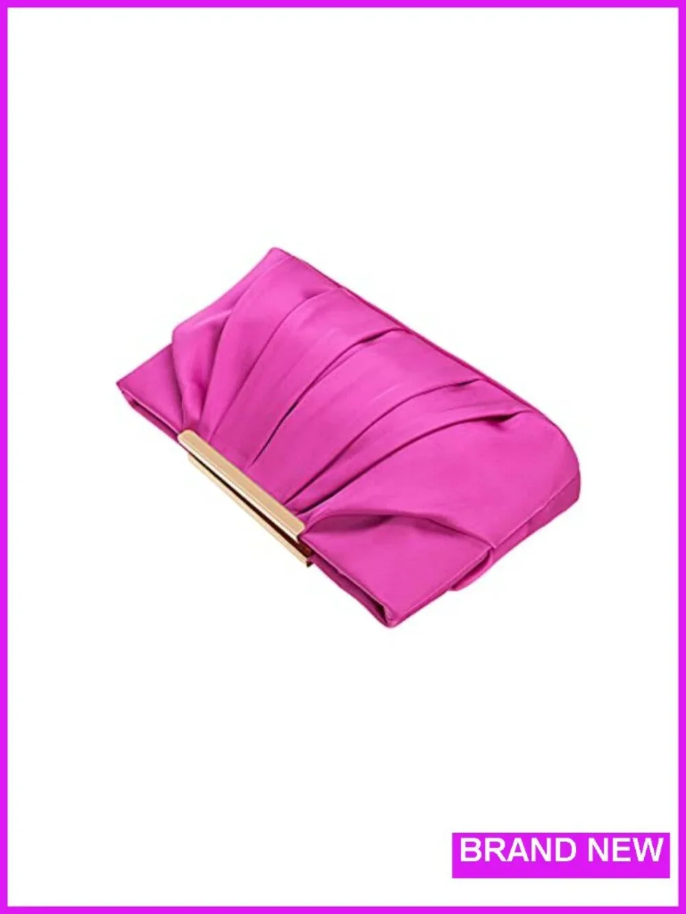 Pleated Satin Evening Clutch Bag Detachable Chain Formal Purse Womens Handbag